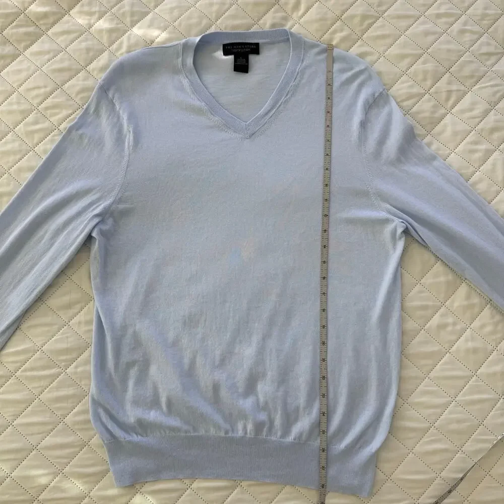 The Men’s Store Bloomingdale’s Men’s L Cotton Cashmere V-Neck Sweater Blue